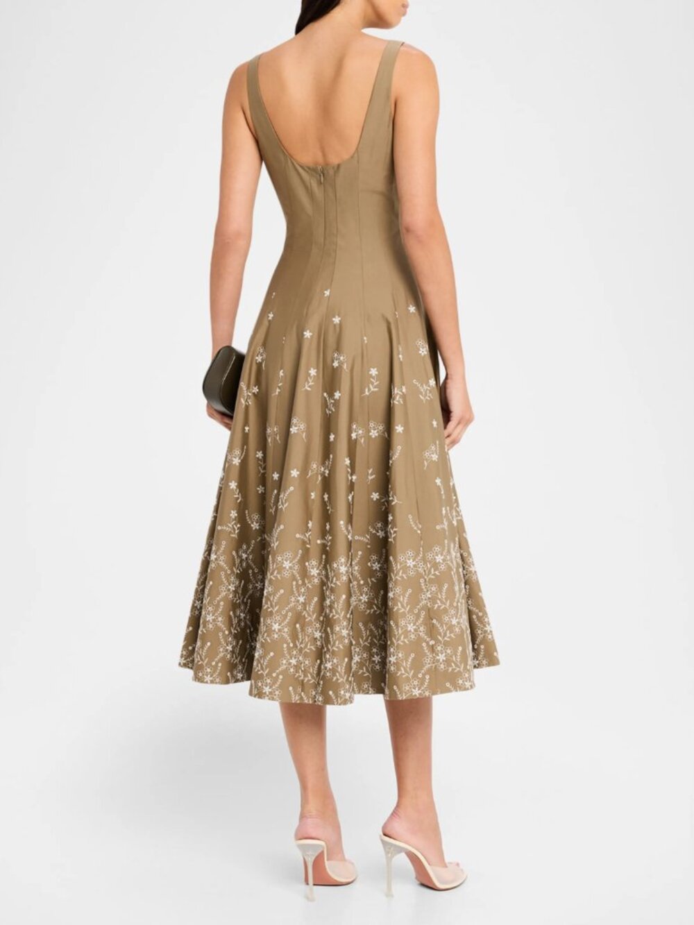 Staud  Wells Embroidered Cotton Poplin Fit & Flare Midi-Dress New With Tags - Picture 6 of 11